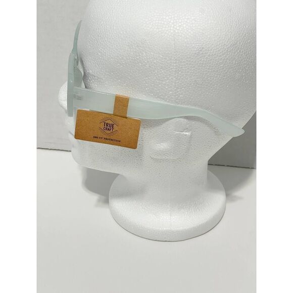 True Craft Small Rectangle Sunglasses Light Blue Transparent Frame Black Lenses‎ - Picture 3 of 8